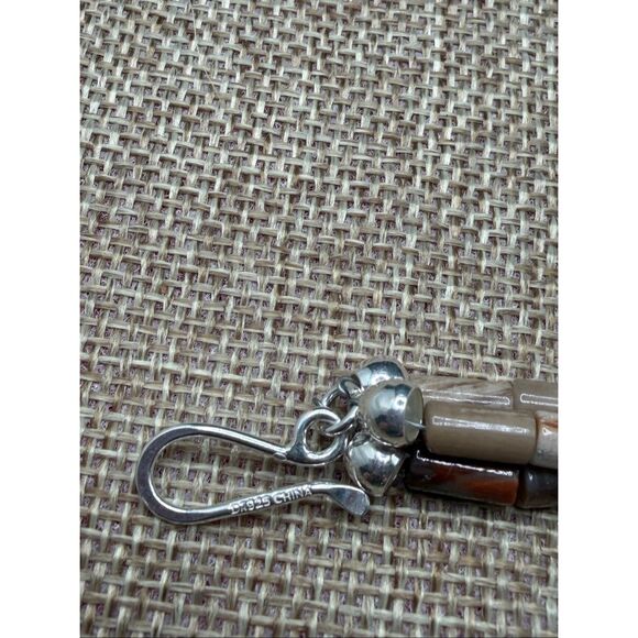 Sterling Silver Multi-Strand Heishi Necklace w/ Smoky Quartz Style Dangles – DR - Picture 5 of 8